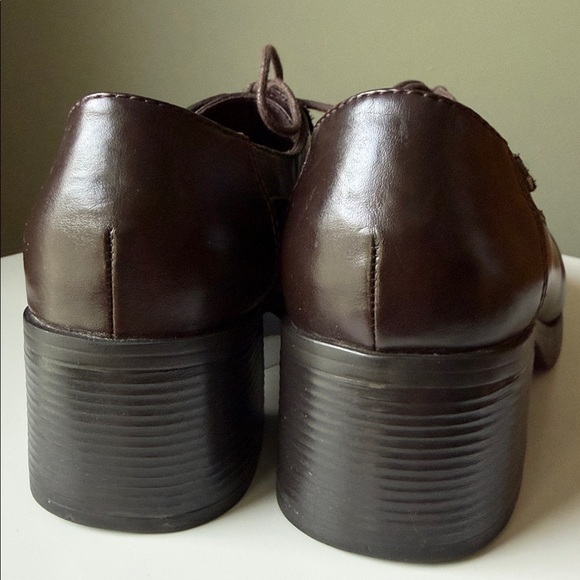 Y2K Mudd Chunky Heel Oxford Platform lace up Brown 8W - Picture 7 of 11